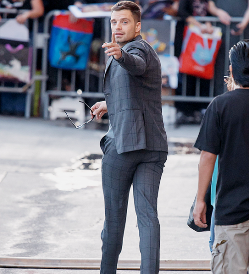 dorkychris: Sebastian Stan arriving at Jimmy Kimmel LIVE.