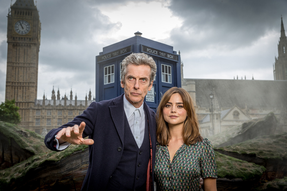 doctorwho:  Peter Capaldi as The Doctor and Jenna Coleman as Clara Oswald crash-landed