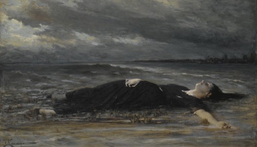 Ophélie. Oil on Canvas. 61 x 100.5 cm. Art by Constantin Meunier.(1831-1905)