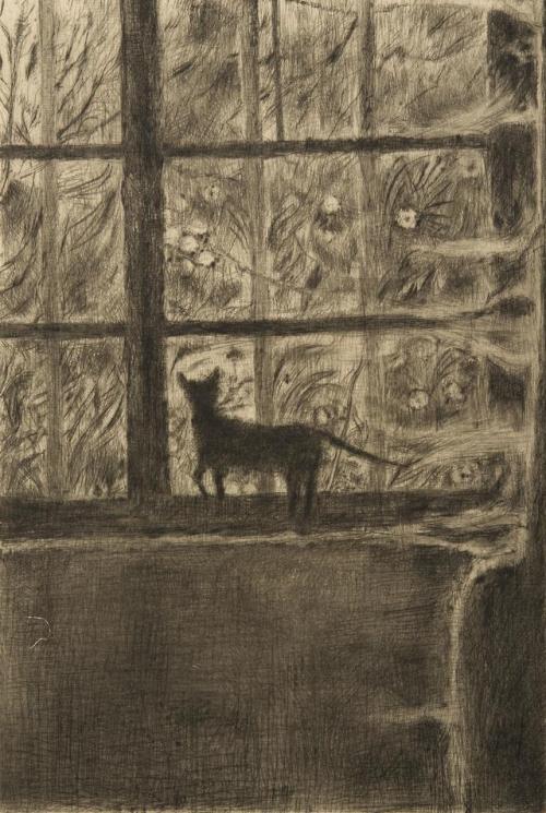 poboh:Garden Window, 1940’s, Reynek Bohuslav. Czech Poet (1892 - 1971) - Drypoint -