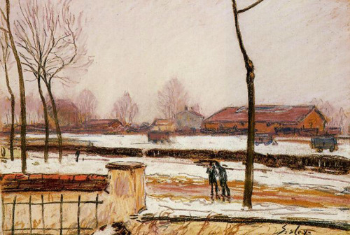 Winter Landscape, Moret   -   Alfred Sisley  1888impressionism