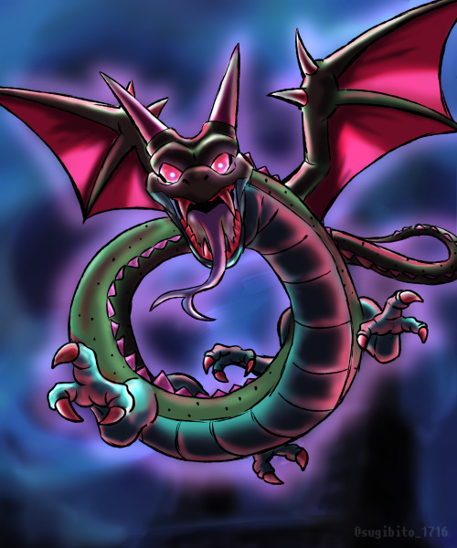  I drew the dark dragon that appears in Dragon Quest 7. This is my favorite monster. 