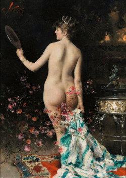 artbeautypaintings:  Naked lady at the mirror - Francesco Vinea