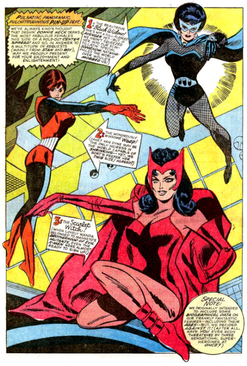 Avengers King-Sized Special #1, September 1967Female Avengers pin-up. Not entirely sure what the dea