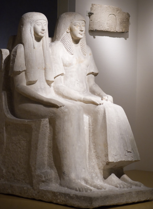 Statue of the prominent late 18th dynasty minister under Tutankhamun.Maya and his wife Merit.Maya he