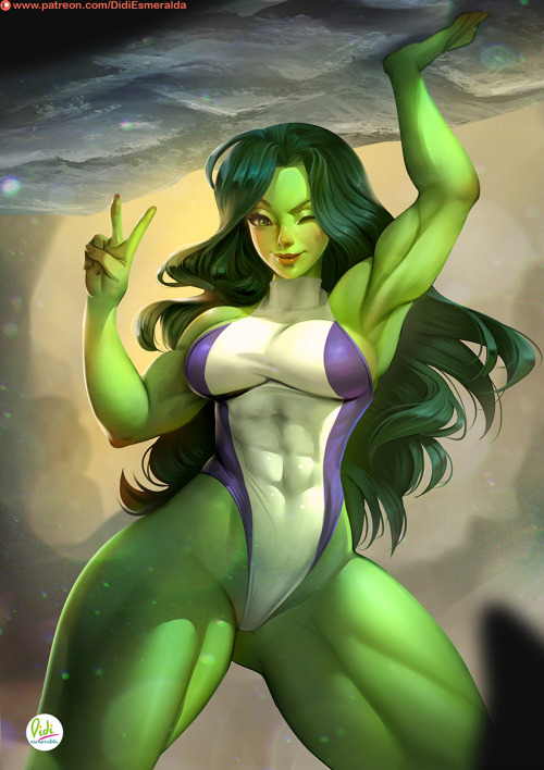 didiesmeralda:     💚  She hulk 💚🎨Tools: PaintToolSAI, XP-Pen12 ⭐You can find wallpapers, nude and lingerie versions in my Patreon in this link: https://www.patreon.com/posts/public-she-hulk-29939877Gumroad Files: https://gumroad.com/didiesmeralda