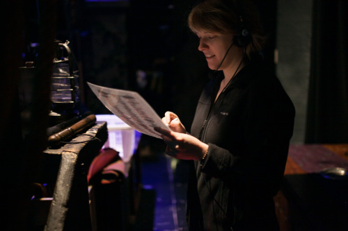 Stage Manager Mary Kathryn Flynt runs through her backstage pre-show checklist. Photo by maxgordonph