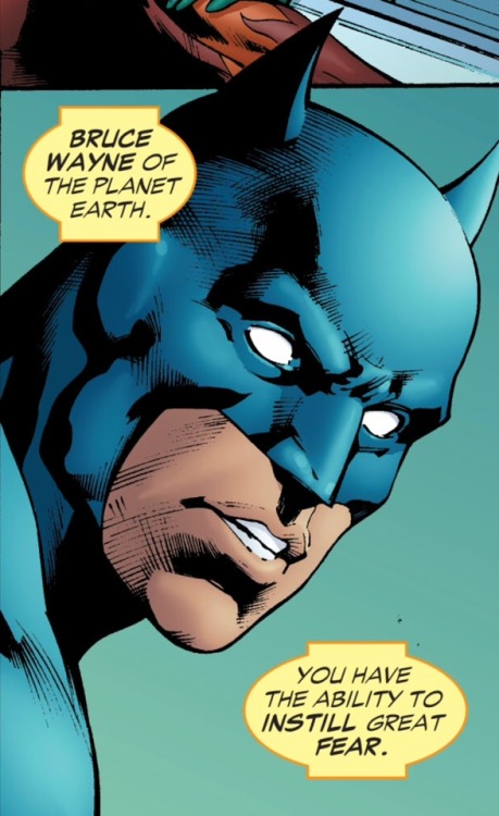 jules616:Bruce Wayne of the planet Earth. You have the ability to instill great fear. Welcome to the Sinestro Corps. Green Lantern #17. 