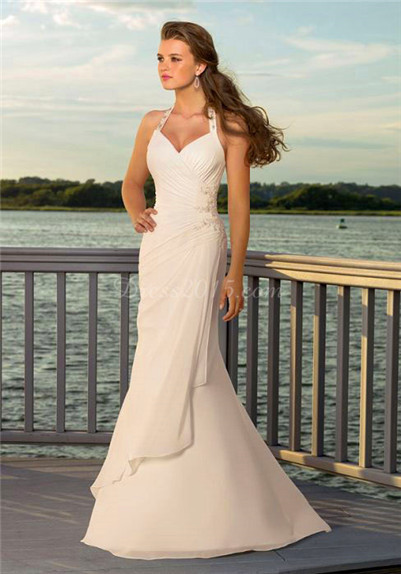 Ivory halter wedding dresses