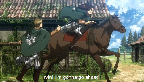 erenjaegrrr:  aymmichurros:  i love it because Levi is already on his horse and Erwin just calls him and his reaction is like “yeah yeah i know” and goes after her  how many times do you think he’s had to chase after her before 