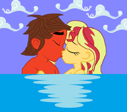 I art with a suggestive version so they can swim in the sea and they kissed :-)