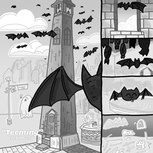 Inktober 13: TEEMINGEvery bat in the Netherworld knows &ndash; if you are in trouble, fly north. Fin