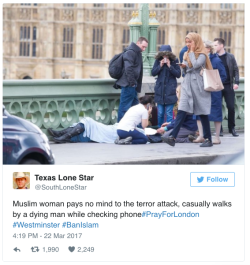 the-movemnt: Muslim woman photographed in front of Parliament speaks out, debunks white nationalist theories follow @the-movemnt   The just love holding L&rsquo;s don&rsquo;t they