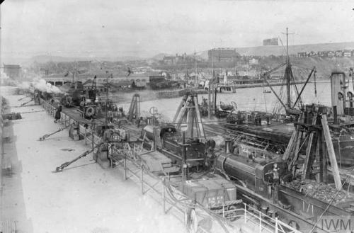 Salvaging of the troopship SS Onward (probably 1918).SS Onward was built in 1905 for the South Easte