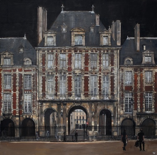 Place des Vosges    -    Patrick Pietropoli, 2015French,b.1953-Oil &amp; silver on canvas, 59 x 59 c