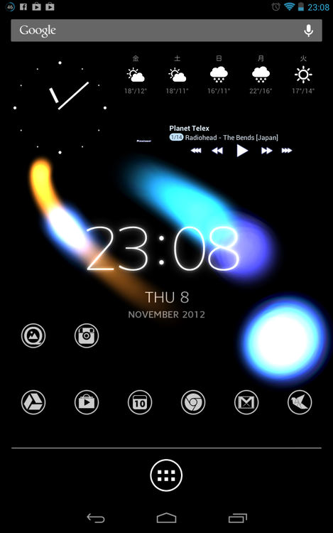 Unis Nexus7にambient Time Live Wallpaperを入れてみた