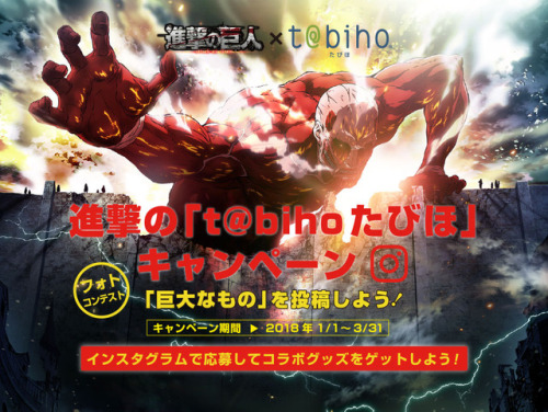 snkmerchandise:  News: SnK x Tabiho Travel Insurance Photo Contest Prizes Original Release Date: April 2018Retail Price: N/A Japan’s Tabiho Travel Insurance Company has announced a special SnK-themed photo contest! Japanese tourists/travelers can particip