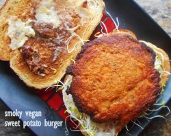 fatassvegan:  fatassvegan:Smoky, sweet, easy to make and bake in the oven. Freeze a batch and have a savory sweet burger any time you want, or grill them up for you and your friends. Read on for the recipe!Read More i forgot to put this in the recipe