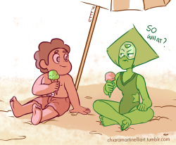 chiaramartinelliart:  Not only cookie cats can be magicAnother scene of gems during summer vacationA month has past but I’ve done it as promised ;DHope you like it! @kuro-chan96 @peri-space-dorito(I would never thought that steven was so cute to drawwwwww