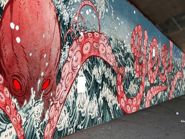 ‘The Unwritten’ Cover Artist Yuko Shimizu Covers An 80 Foot Wall With Octopus Tentacles
By Joe Hughes
Whenever I look at any art by Yuko Shimizu, whether it’s her Eisner-nominated cover work for The Unwritten, an illustration in the New York Times or...