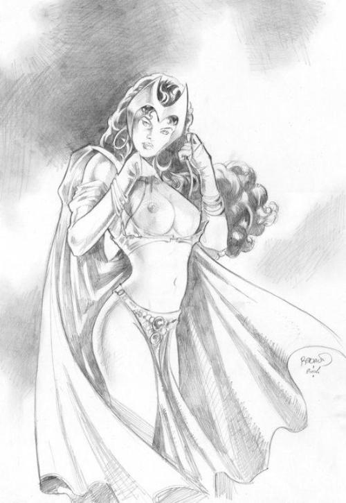 superheropinups:  Not Safe for Work Wednesday Scarlet Witch