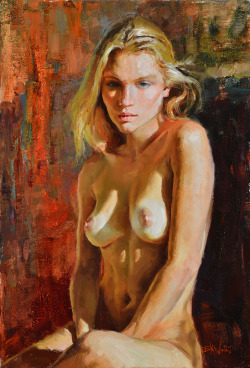 Ewallisartist:  “Seated With Sidelight” 16X11In. Oil On Linen, Eric Wallis 2015For