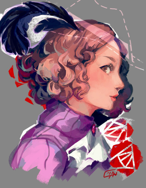 My last drawing of 2017, Haru from P5, which finally completes my portrait set of The Phantom Thieve