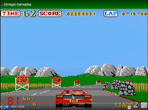 OutRun arcade version, Amiga, Atari ST and ZX Spectrum screenshots.