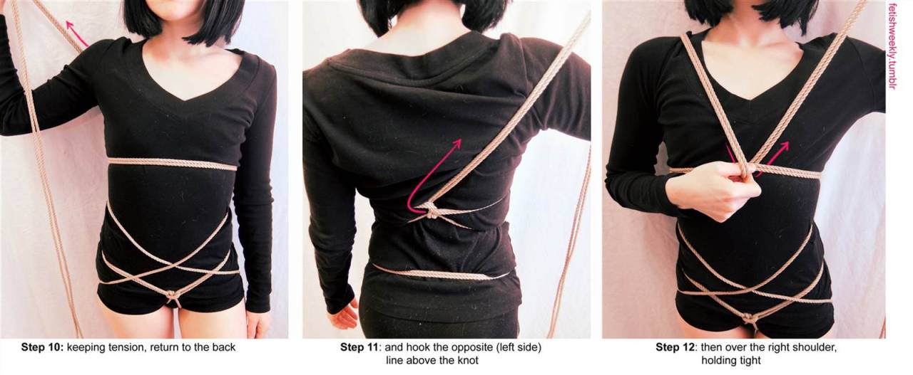 fetishweekly:  Shibari Tutorial: Hip-cross Harness♥ Always practice cautious kink!