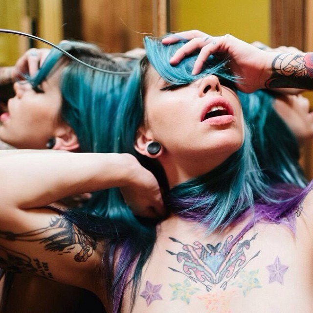 krystakaos:  Bye blue hair ur a pain in my ass le sigh x pretty photo by the awesome