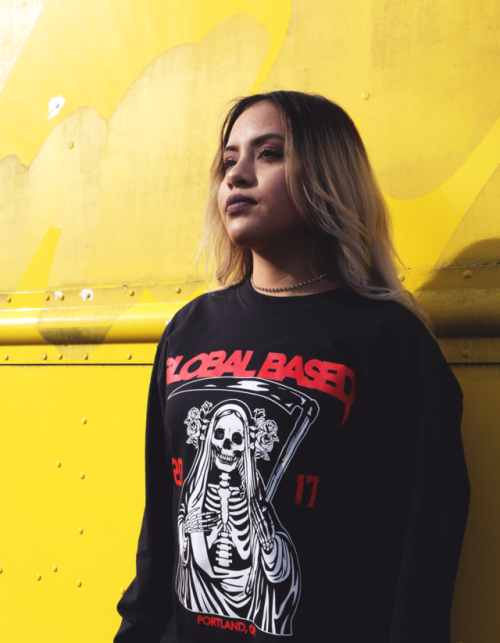 Globalbased photoshoot, just released our Santa Muerte long sleeves in black and yellow.Link bellowh