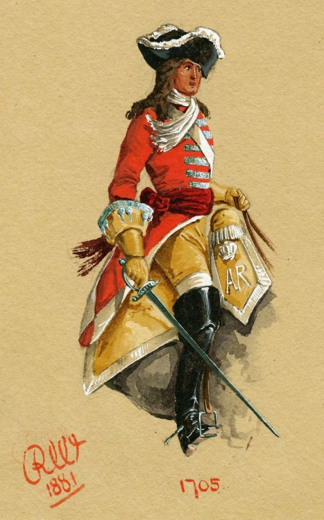 cuirassier:Troopers and officers of the 5th Dragoon Guards throughout the years., illustrations by R