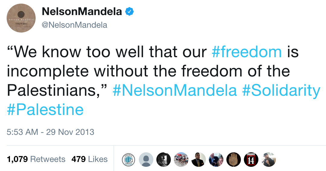 standwithpalestine: From the man who helped defeat apartheid in South Africa, Mandela