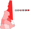 Median age by counties in New Hampshire.