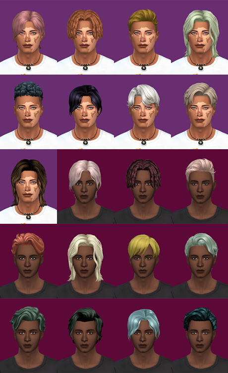 witheringscreations:Simblreen Gift #1 :: All QRSims Hairs Recolored in the Academia Palettes happy s