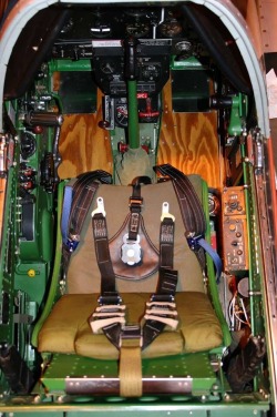 beautifulwarbirds:  Cockpit detail of a P-51 Mustang.