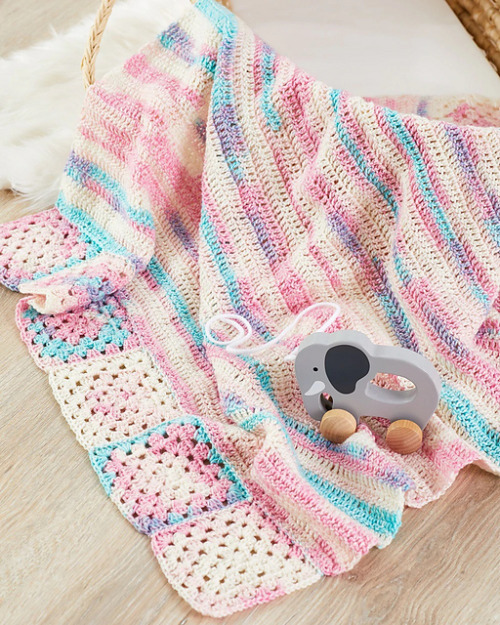 Granny Accent Blanket by Premier Yarns Design TeamFree Crochet Pattern Here