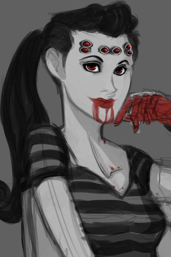 Close up WIP shot of the spider lady