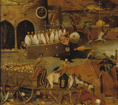 The Triumph of Death, general view and details, by Pieter Bruegel de Oude, Museo Nacional del Prado,