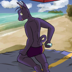 Shin at the beach asking you to get the hard to reach places.  Canon color and story accurate color versions.