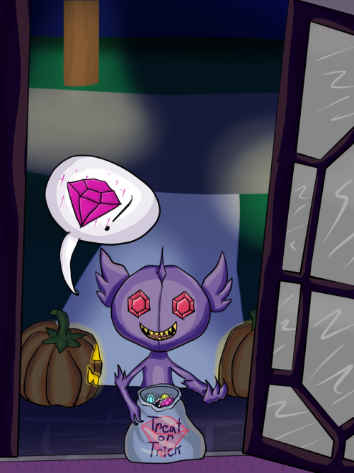 ImpishDrawtober Day 10!!Sableye wants jewels instead of candy! Better give her them otherwise y