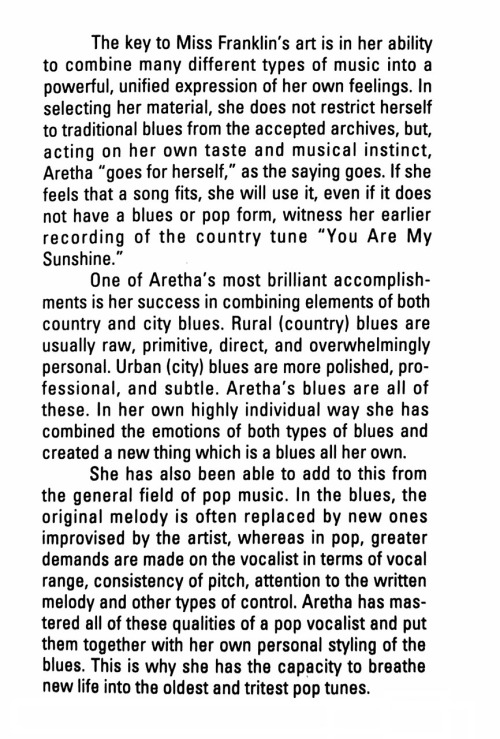 Jon LandauOriginal liner notes from Aretha Franklin’s Lady Soul, 1968. /David Gahr“Aretha Franklin,”