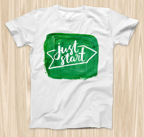 The Just Start Green Paint ink-Fuzed Graphic Fashion Soft-Fitted Tee Shirt (Men & Womens Options