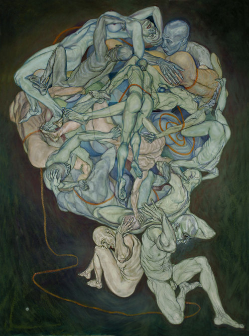Sol Kjøk. Stitched with Its Color, 2008, Oil + Pierre Noire/Canvas