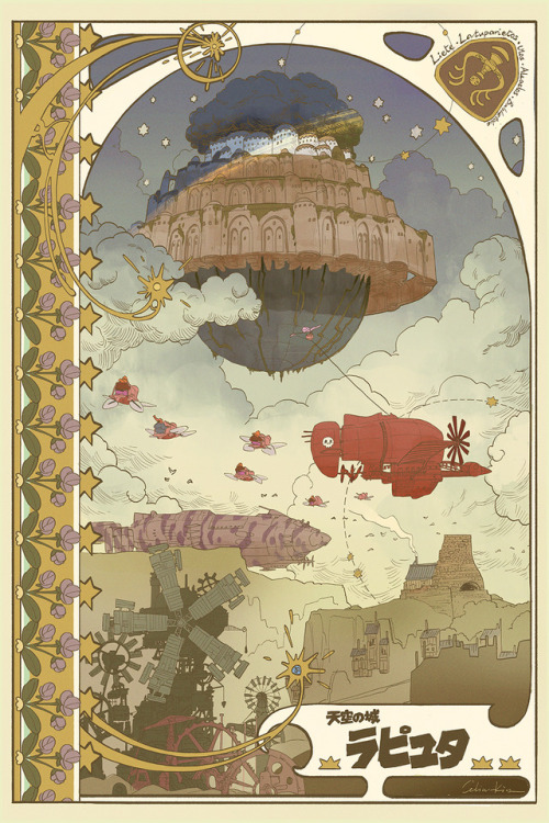 celine-kim:“Castle in the Sky” fan posterCouldn’t find a large size Ghibli movie poster to hang on t
