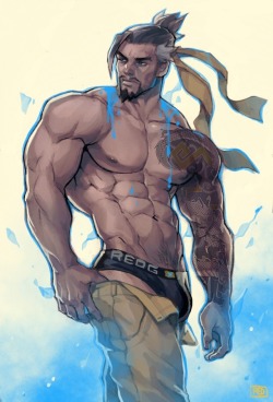 redgart:  ‪Hanzo is here guys‬, ‪Wondering who I should draw next for the overwatch pin ups🤔‬