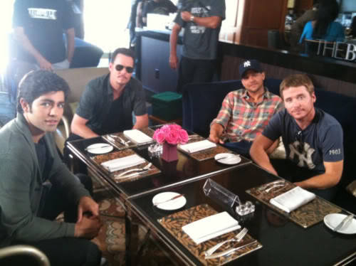 Adrien Grenier, Kevin Dillon, Jerry Ferrara & Kevin Connolly on the set of the last episode of Entourage.