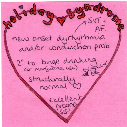 Holiday heart syndrome. So named because it usually occurs in patients who don&rsquo;t drink muc