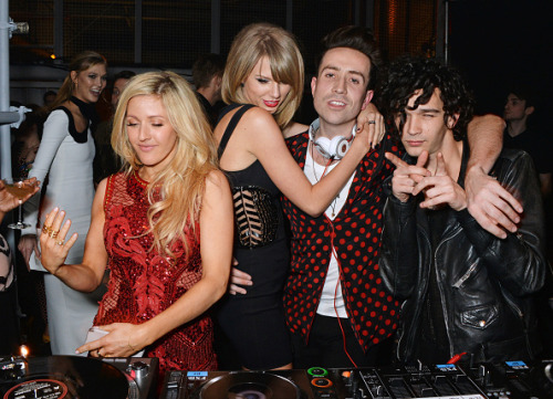 healydanes:  Matty Healy, Ellie Goulding, Taylor Swift, and Nick Grimshaw at the Brits Party at The Soho House