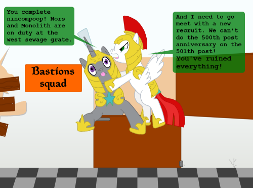 ask-four-inept-guardponies:Originally posted by queenofmalletsxD D’aww, poor Bastion~ >w<
